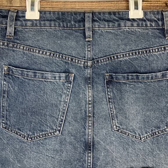 We The Free People Zip It Up Denim Mini Skirt Blue Jean Frayed Hem Size 27 - Picture 7 of 9